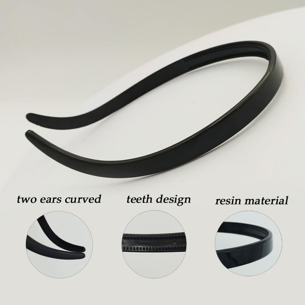 2 Piece Plastic No Pressure Headbands for Women, Flex No Slip Skinny Loop Comfor - Picture 3 of 6